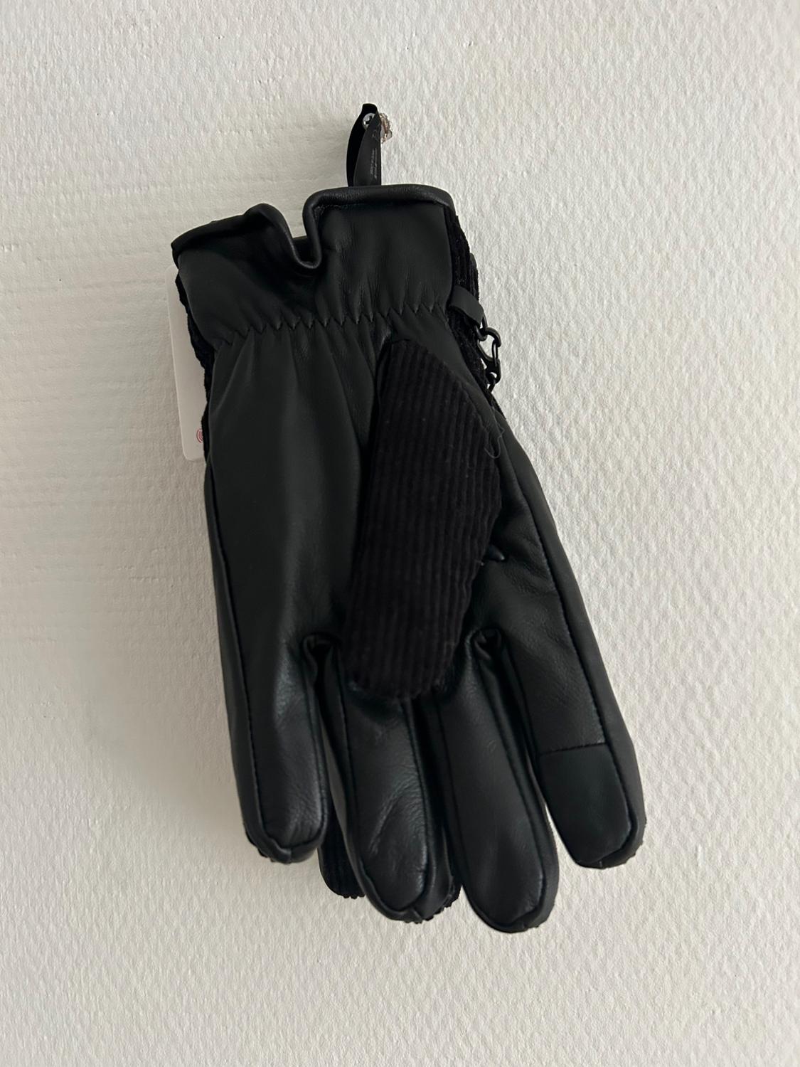 CONTRAST LEATHER AND CORDUROY GLOVES - Image 3