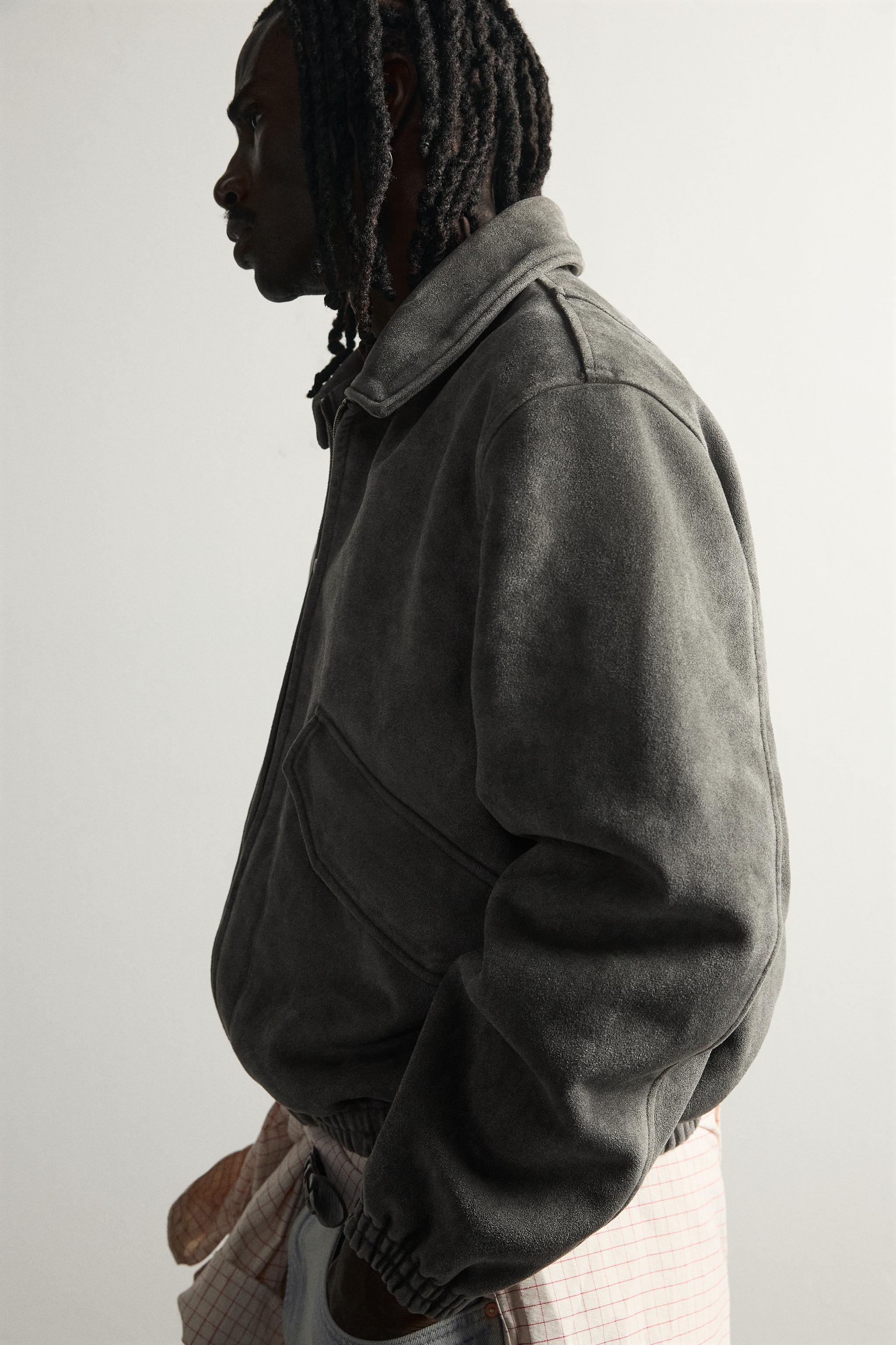 WASHED FAUX SUEDE JACKET