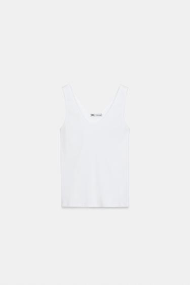 Zara SLEEVELESS T-SHIRT - White