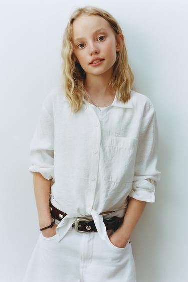 CHEMISE FLUIDE À NŒUD - Blanc cassé de Zara