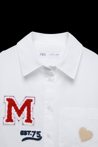 VARSITY PATCH POPLIN SHIRT - White by Zara