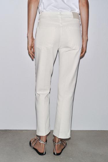 JEAN ZW COLLECTION BOOTCUT TAILLE HAUTE CROPPED - Blanc de Zara