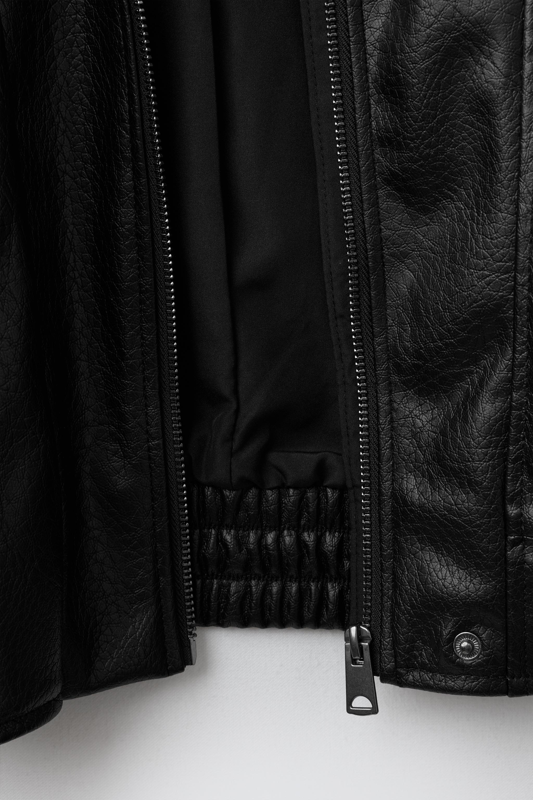 Детские куртки Zara DOUBLE-BREASTED FAUX LEATHER JACKET — фото 8