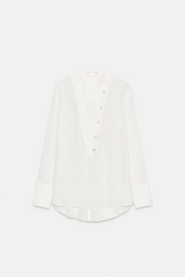 CHEMISE FLUIDE AVEC BAVETTE ZW COLLECTION - Écru de Zara - Image 5