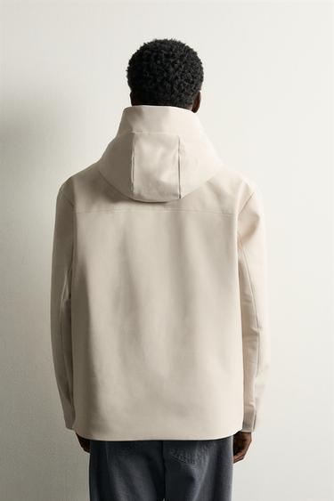 TECHNICAL WATER-REPELLENT HOODED JACKET — Oyster-white 3