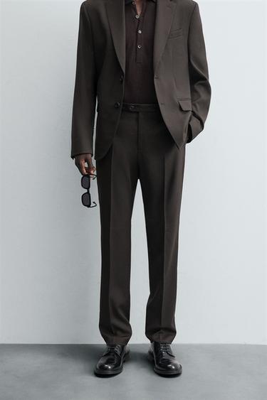 CALÇA DE TERNO 100% LÃ - Marrom da Zara