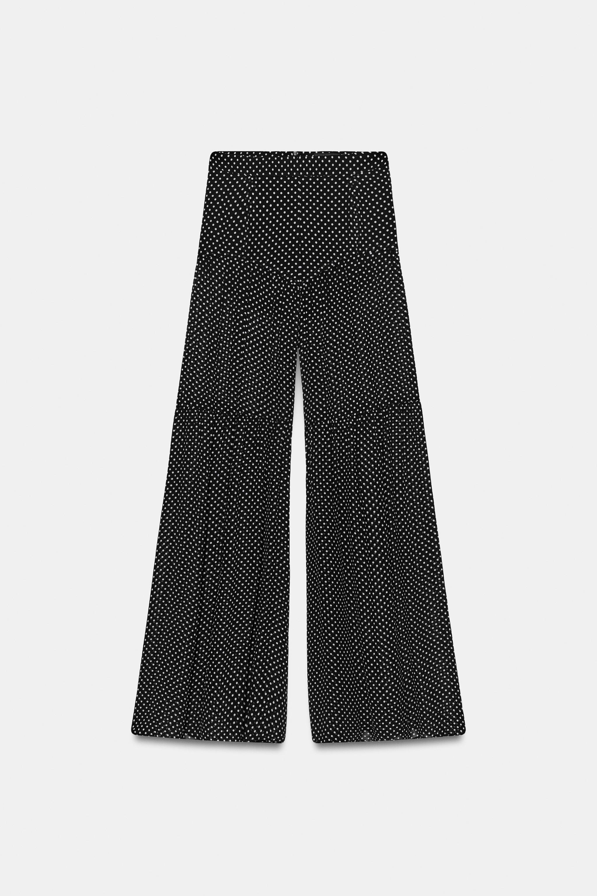 ZW COLLECTION PLEATED POLKA DOT PANTS - Black / White | ZARA
