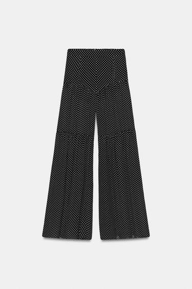 ZW COLLECTION PLEATED DOTS TROUSERS - Black / White by Zara - Image 4