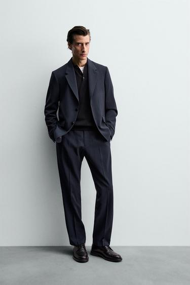 Zara 100% WOOL SUIT BLAZER - Navy blue - Image 0