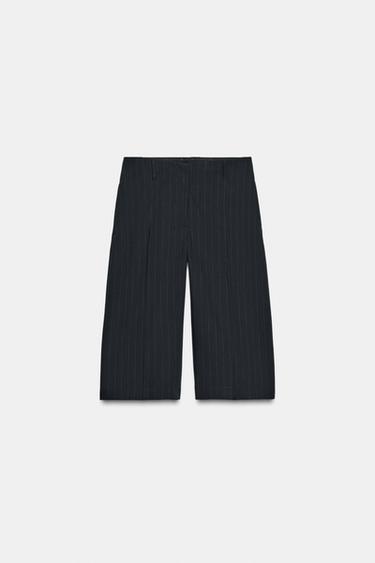 ZW COLLECTION STRIPED BERMUDA SHORTS - Navy blue by Zara