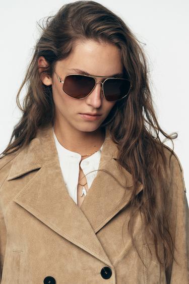 VESTE TRENCH COURTE 100 % CUIR - Marron clair de Zara - Image 6