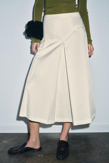 ZW COLLECTION LAYERED PLEATED SKIRT - Ecru by Zara