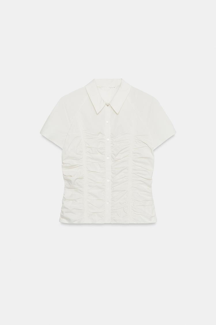 GATHERED POPLIN SHIRT