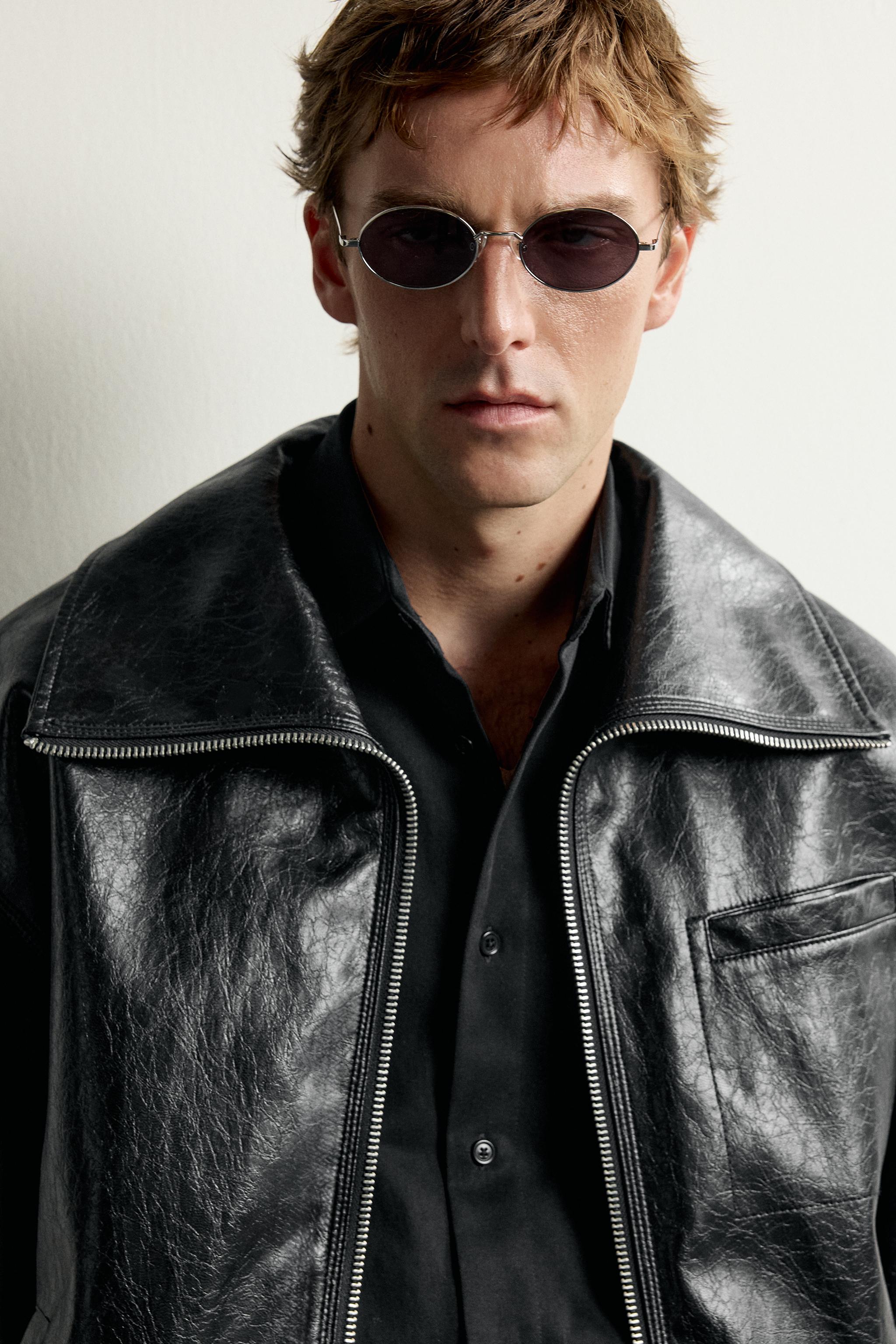 BLOUSON CROPPED FIT MATIÈRE SYNTHÉTIQUE