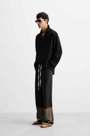 JACQUARD LINEN/COTTON SHIRT - Black by Zara - Image 3