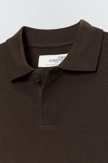SOSHIOTSUKI x ZARA WAFFLE-KNIT TEXTURED POLO SHIRT - Brown by Zara - Image 5