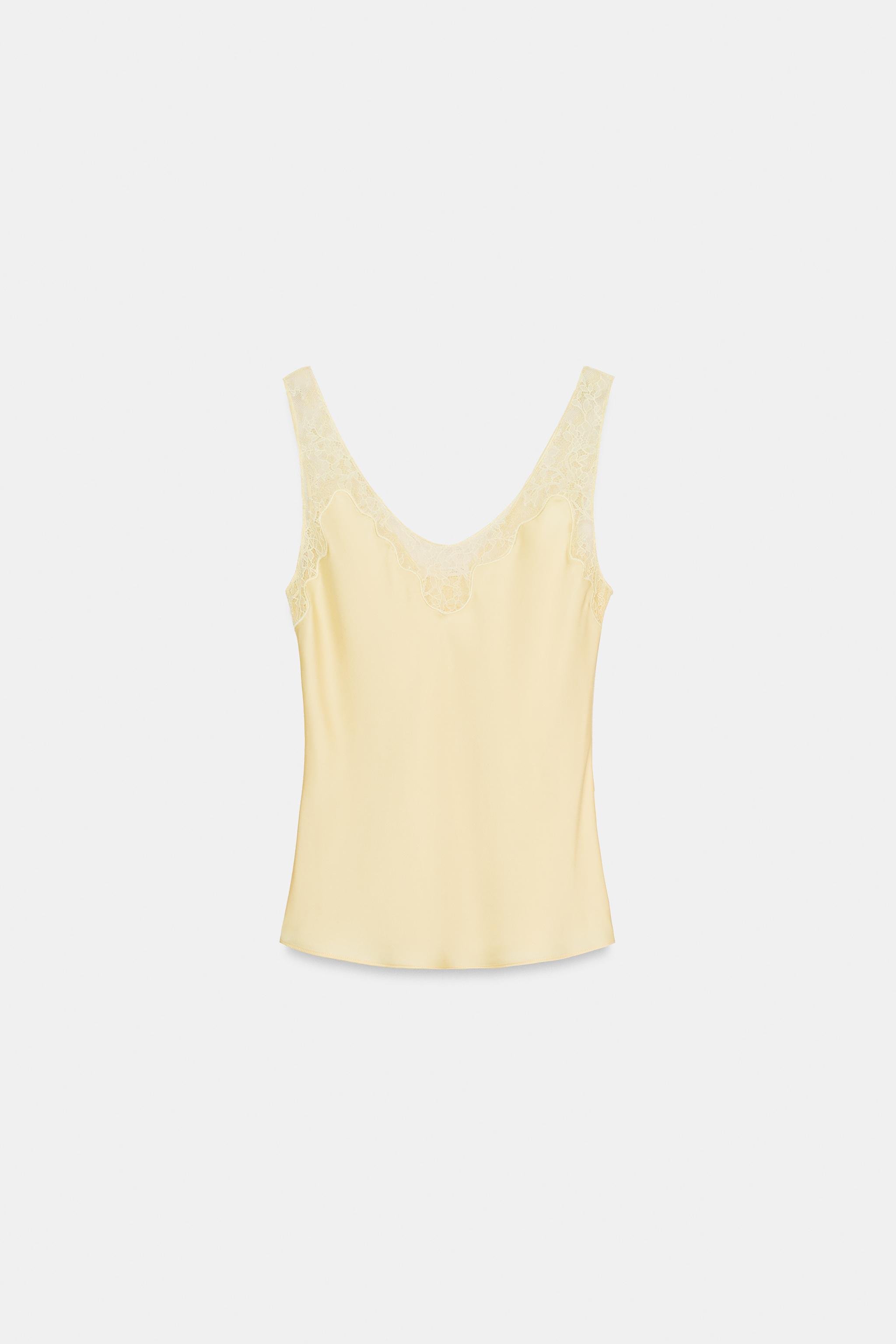 ZW COLLECTION SATIN LACE TOP - Ecru | ZARA Turkey