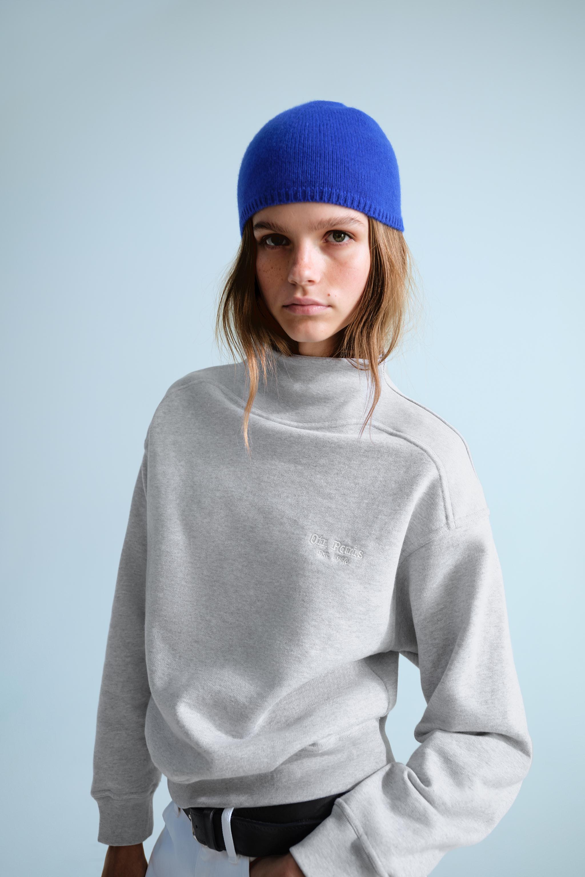 0FR. PARIS X ZARA EMBROIDERED COTTON BLEND SWEATSHIRT