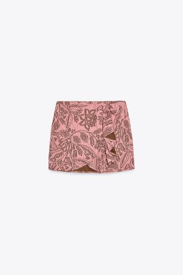 SAIA COM FOLHO EM JACQUARD - Rosa da Zara