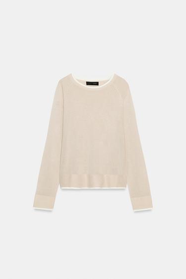 PULL EN MAILLE DOUBLE - Sable de Zara - Image 5