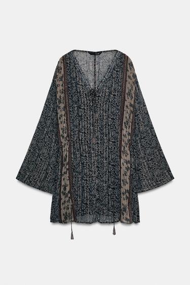 Zara METALLIC THREAD PRINT DRESS - Multicolored