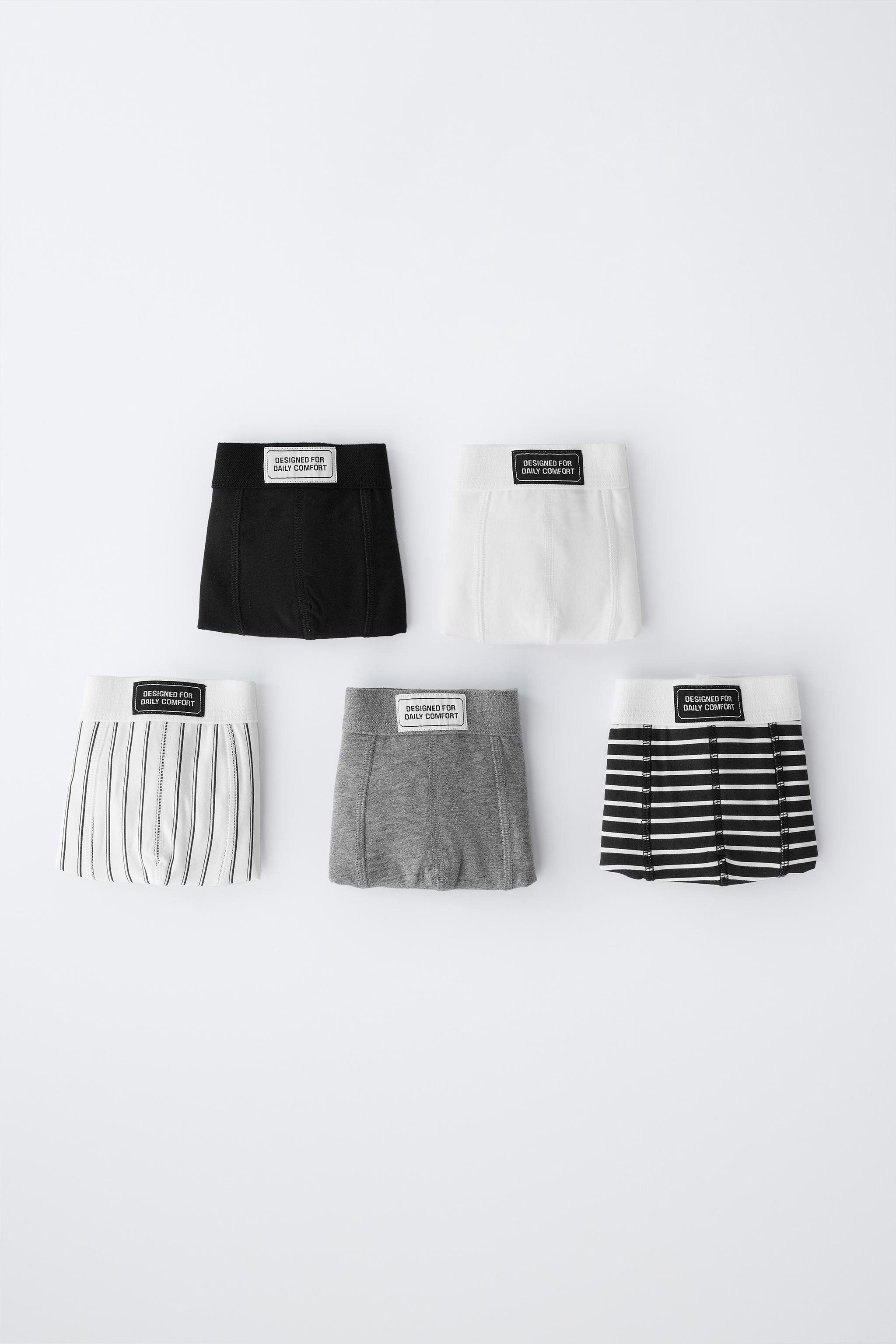 PACK DE CINQ BOXERS ÉTIQUETTE (6-14 ANS)