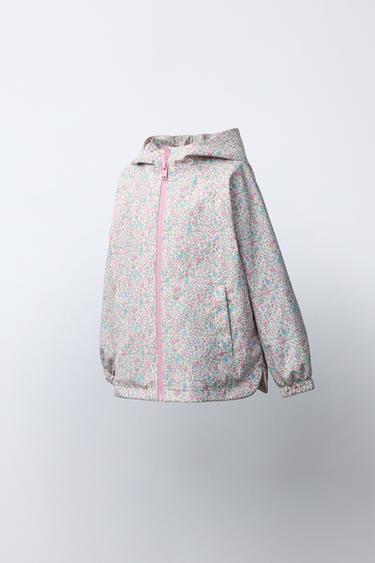 Zara RUBBERIZED FLORAL WATER REPELLENT RAINCOAT - Pink