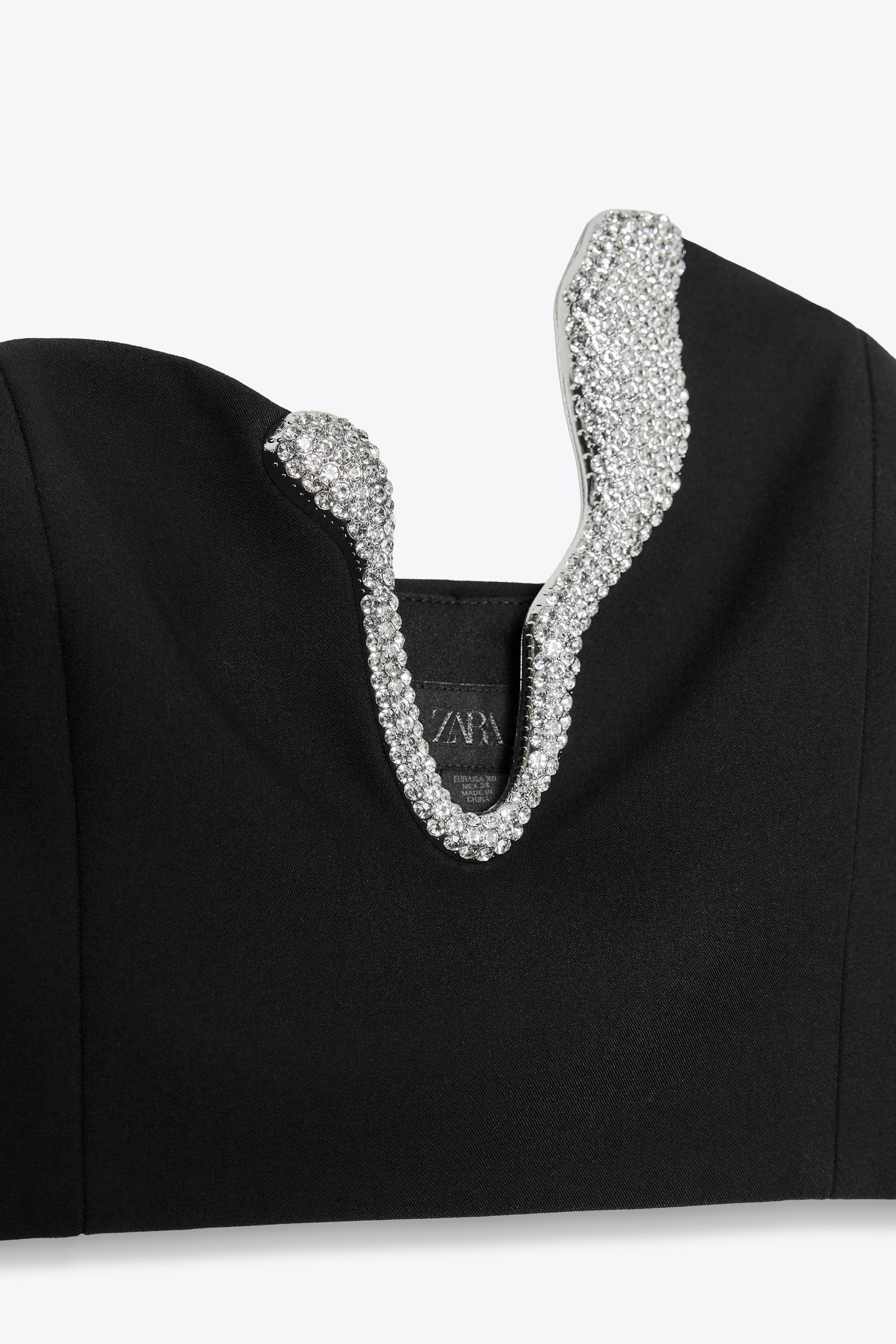 今期新品⭐︎ 【TRANOI】Jewel star Tops JEWEL DETAIL CROP TOP - Black | ZARA United States