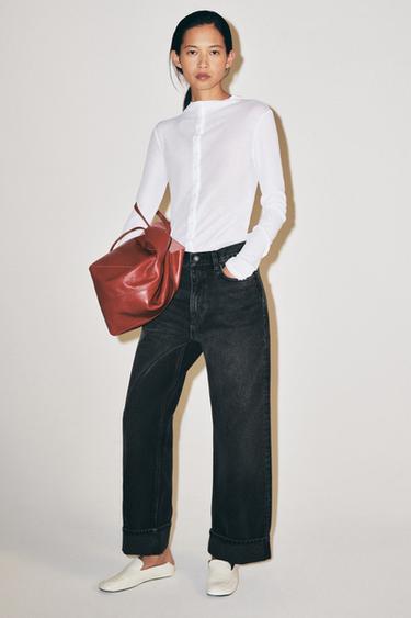 ZW COLLECTION BAGGY FIT JEANS MIT MITTELHOHEM BUND - Schwarz von Zara