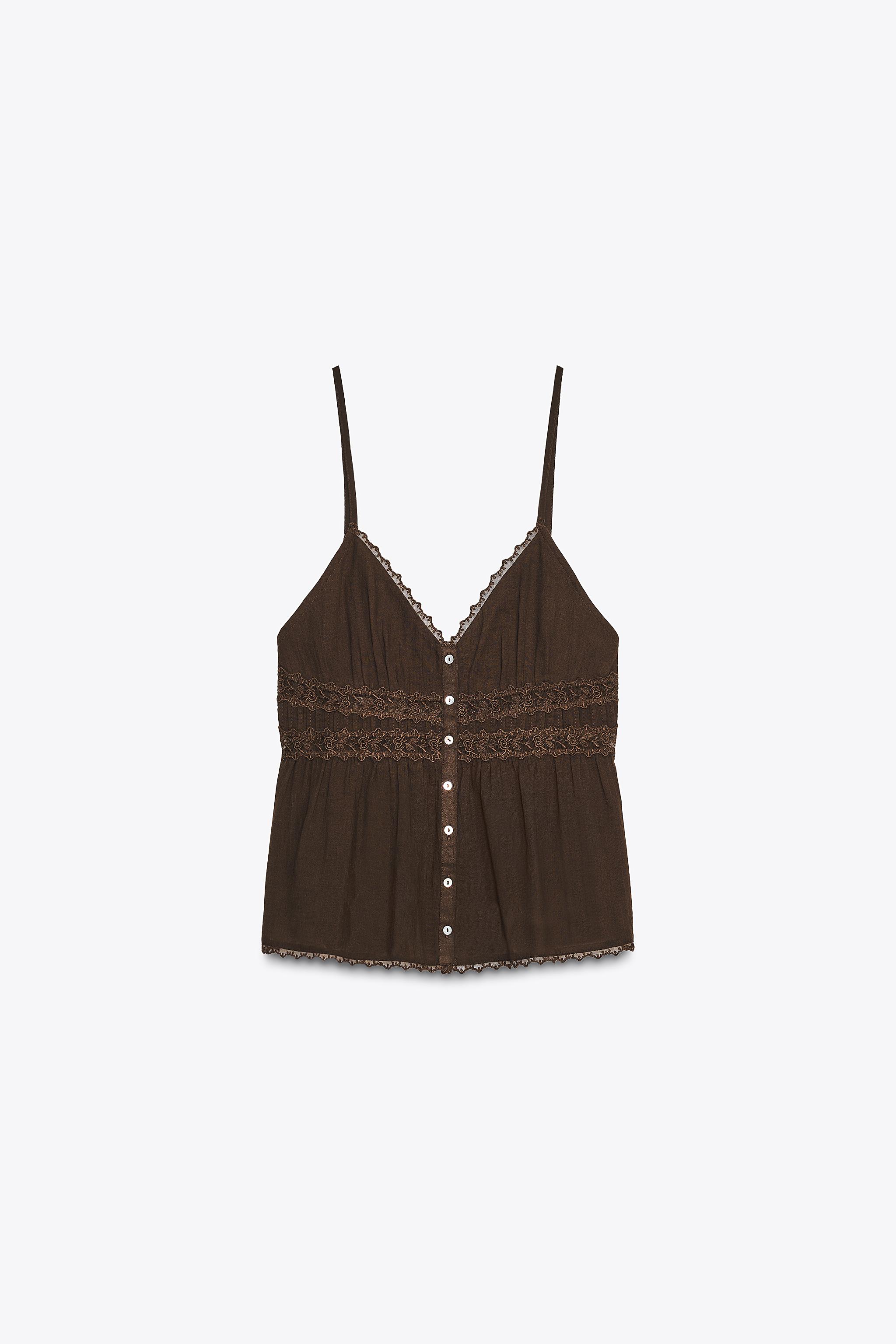 レーストリムのガーゼトップス - ホワイト | ZARA Japan / 日本