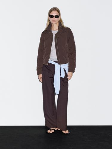 Zara Short puffer jacket - white