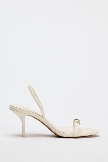 SANDALIA TACÓN HEBILLA - Blanco Crudo de Zara