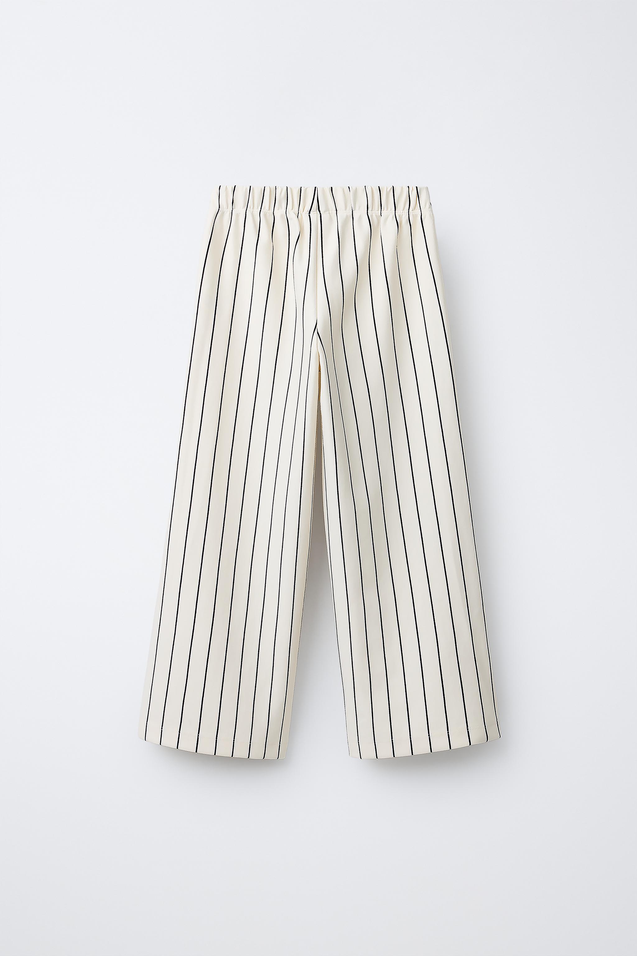 STRIPED PONTE WIDE LEG PANTS