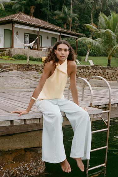 Z1975 PALAZZO MID-WAIST FULL LENGTH JEANS - Light blue by Zara