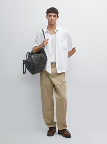 Camisa manga corta 100% lino - Blanco de Zara - Imagen 0