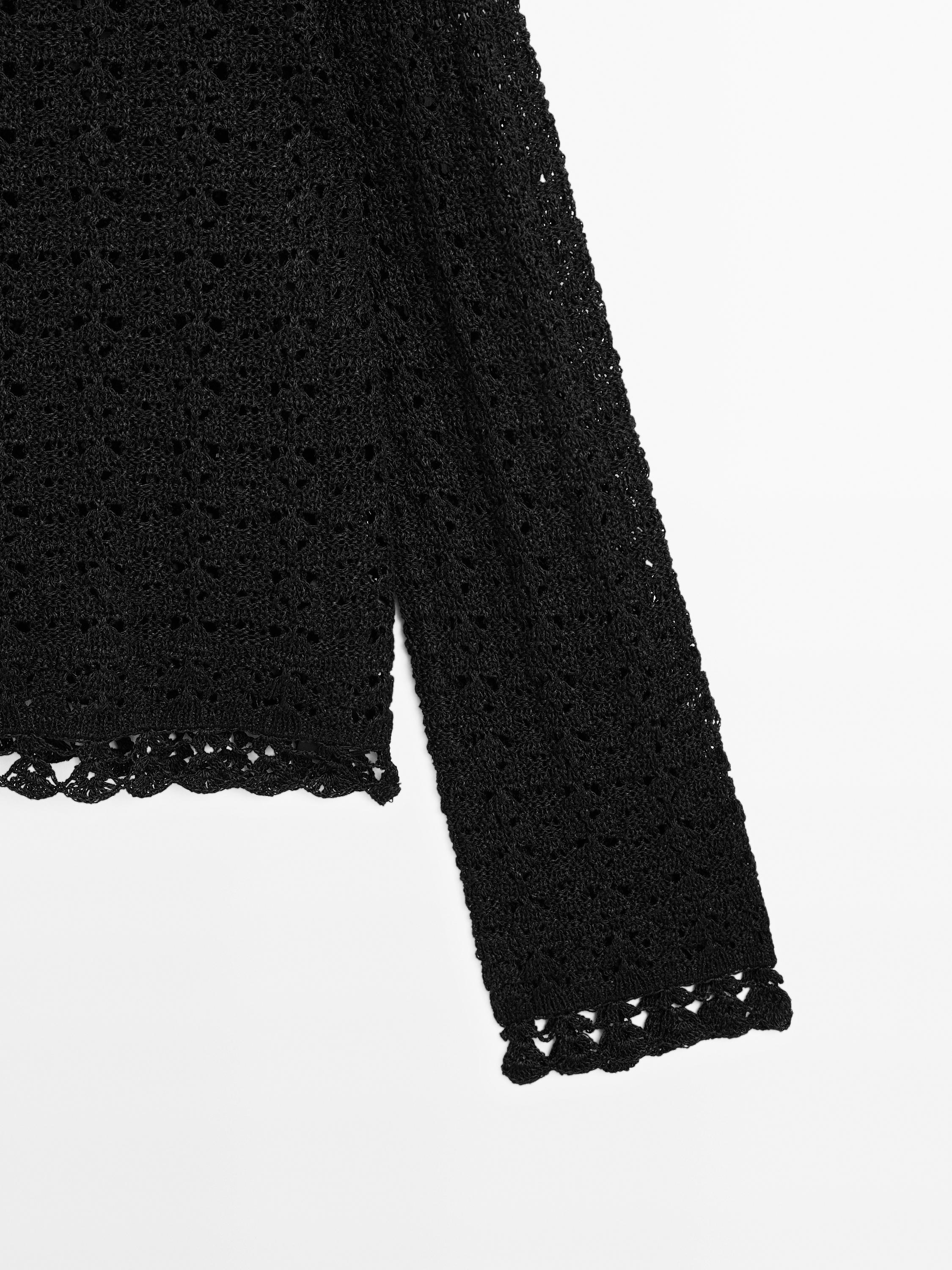Pull crochet ajouré coton