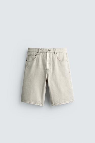 REGULAR FIT DENIM BERMUDA SHORTS - Sand by Zara