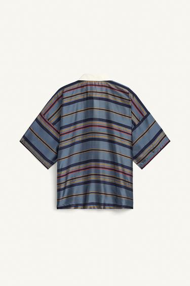 BOXY FIT CUPRO-SILK POLO SHIRT - Navy blue by Zara - Image 6