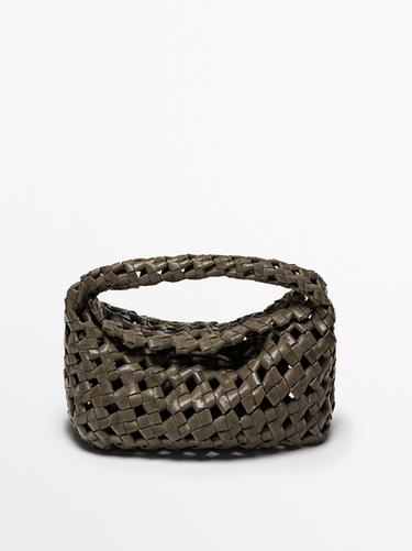Zara Nappa leather braided mini bag - Greens