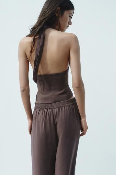 HALTER WAISTCOAT WITH TIE - Aubergine by Zara - Image 5