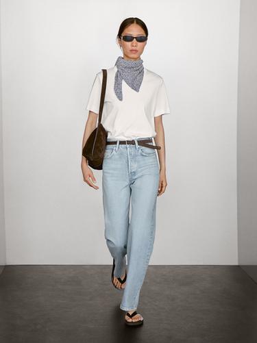 T-shirt à manches courtes 100 % coton - Blanc cassé de Zara - Image 0