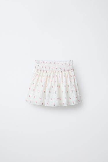 FLORAL RUFFLE BERMUDA SKORT - Ecru by Zara - Image 1