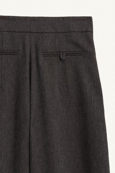 PANTALON VOLUME PLIS AVEC LAINE ÉDITION LIMITÉE - Marron foncé de Zara - Image 9