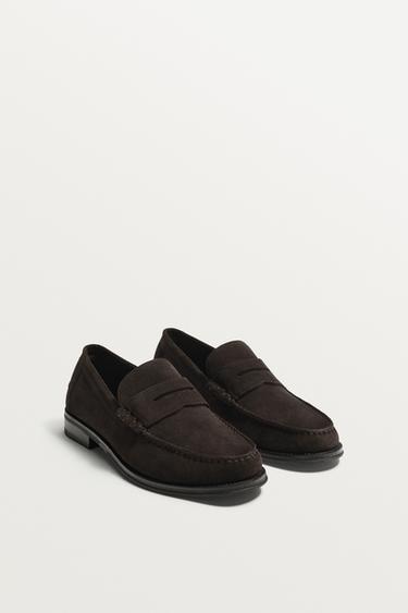 LEREN MOCASSINS MET WREEFBAND - Bruin van Zara