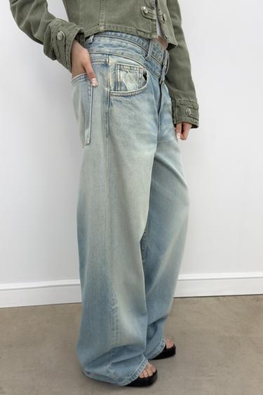Zara Açık mavi - TRF DÜZ KESİM ÇİFT BEL ORTA BEL JEAN