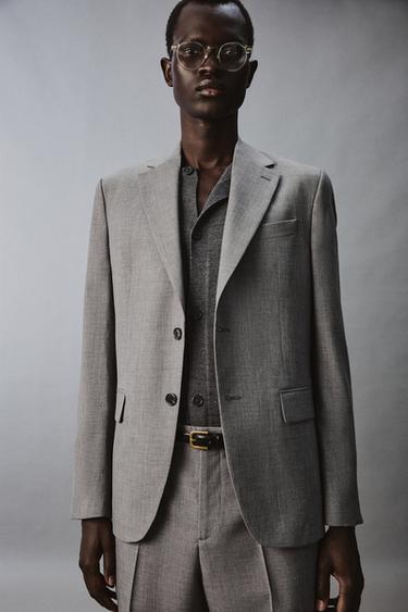 VESTE DE COSTUME SLIM STRUCTURÉE - Gris de Zara - Image 4