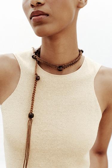 SLEEVELESS LINEN BLEND T-SHIRT - Ecru by Zara