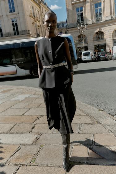 Zara BELTED VEST - Black - Image 0