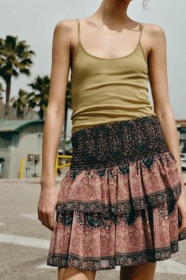 MINI JUPE IMPRIMÉE NID D'ABEILLE - Multicolore de Zara - Image 4