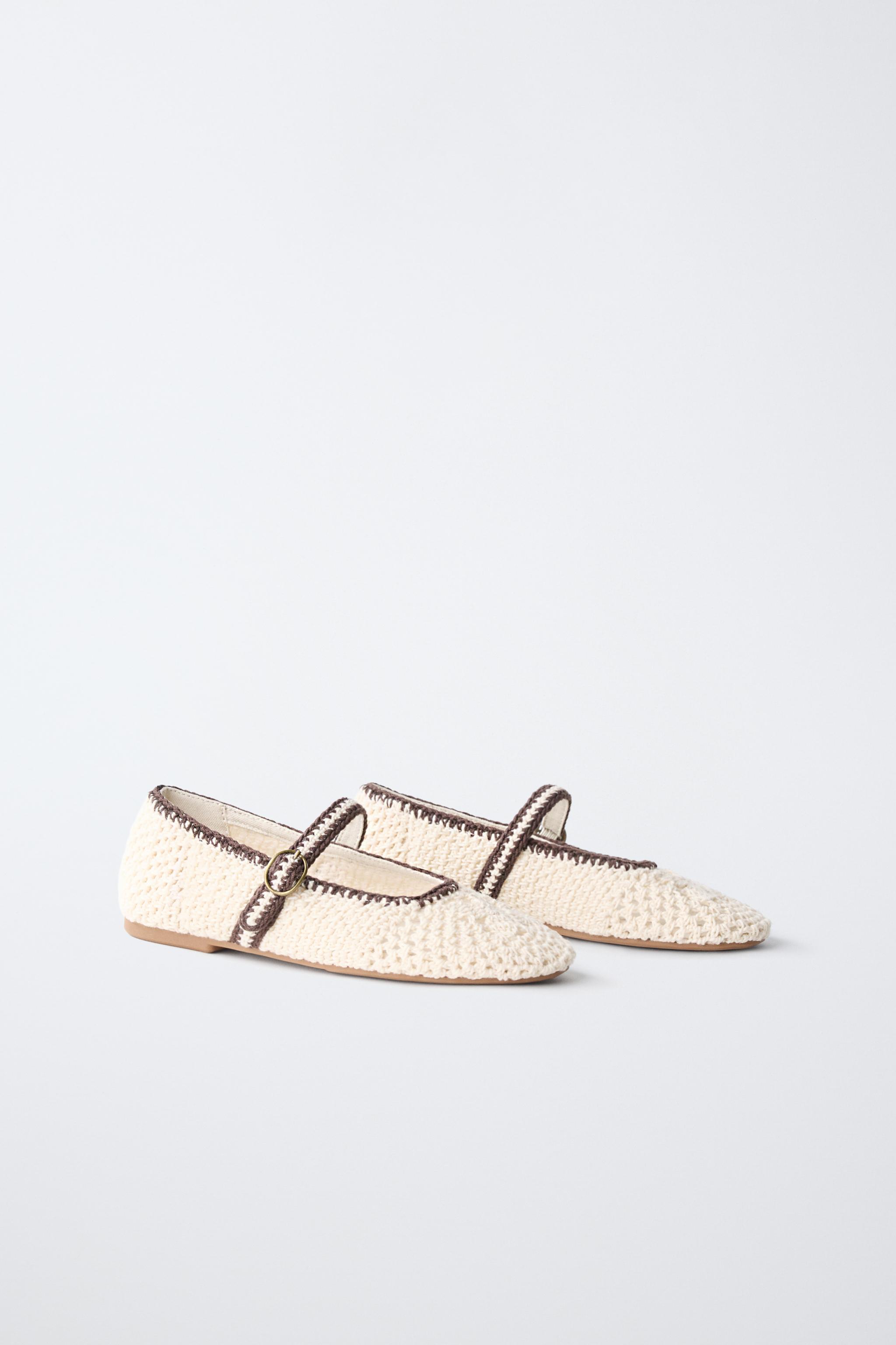 CROCHET BALLET FLATS — Off White